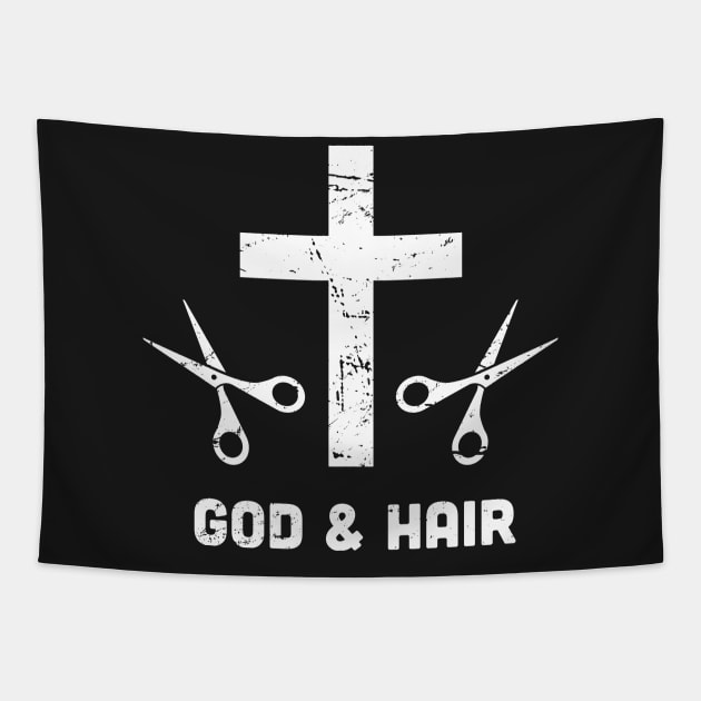 God & Hair | Funny Christian Hair Stylist Tapestry by MeatMan