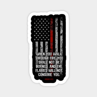 Thin Red Line Firefighter Bible Verse Magnet