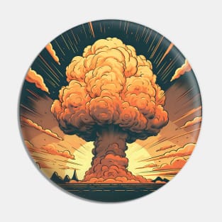 Nuclear explosion with mushroom cloud illustration Pin