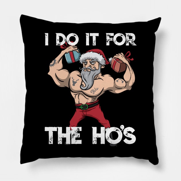 Workout Lifting Lifter Santa Claus Gym Christmas Fitness Pillow by TellingTales