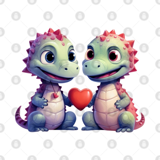 Valentine Dinosaur Couple by Chromatic Fusion Studio