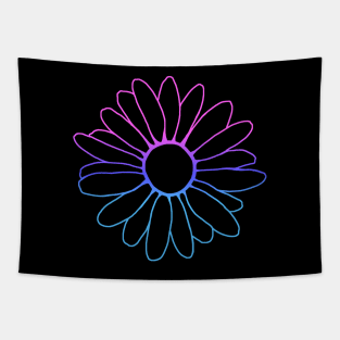 Blue Purple Flower Outline Tapestry