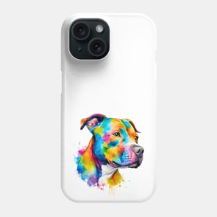 Pitbull Watercolor Portrait Phone Case