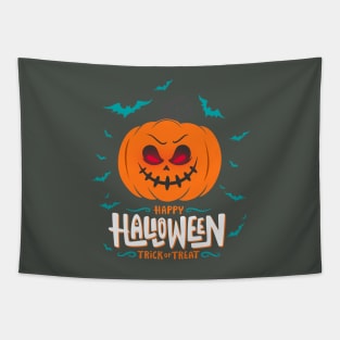 Halloween Scary Evil Pumpkin Funny Pumpkin Head Tapestry