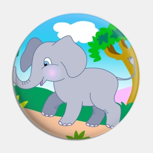 cheerful cartoon elephant in the jungle Pin