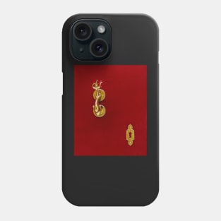 Red wooden door with golden vintage knocker Phone Case