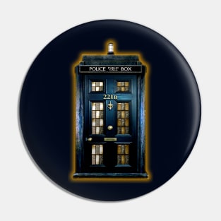 Blue Phone Box with 221b number Pin