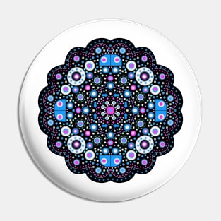 Circular Floral Mandala Blue-Pink-White Pin