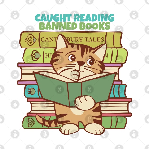 Caught Reading Banned Books Kitten by Sue Cervenka