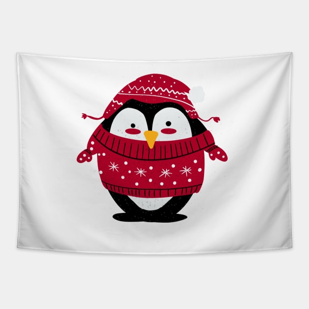 cute winter baby Penguin Tapestry by The Arty Apples