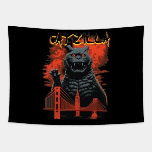 Catzilla Funny Cat Tapestry