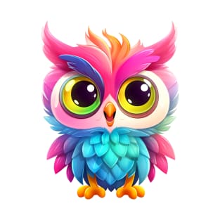 Cute rainbow owl. Sticker Clipart. T-Shirt