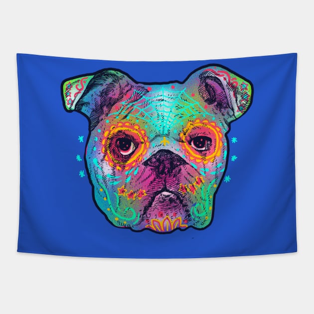 Pit bull head paint Tapestry by barmalisiRTB