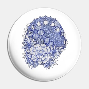 Moon phase floral Pin