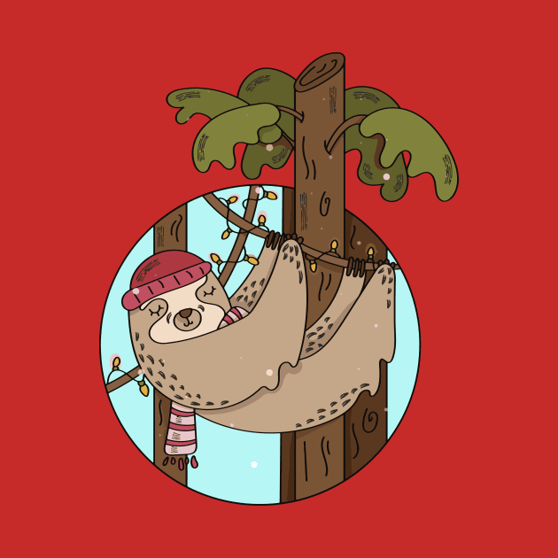 Cute Christmas Sloth Illustration // Festive Animal Cartoon // Sloth Lover by SLAG_Creative