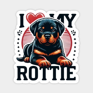 I Love My Rottie Rottweiler Puppy Cute Heart Design Magnet