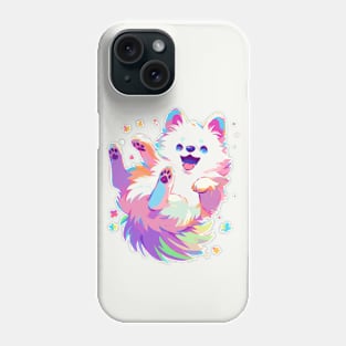 Happy fluffy pomeranian with vivid colors Phone Case