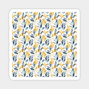 Yellow Watercolour Leaf Pattern Magnet