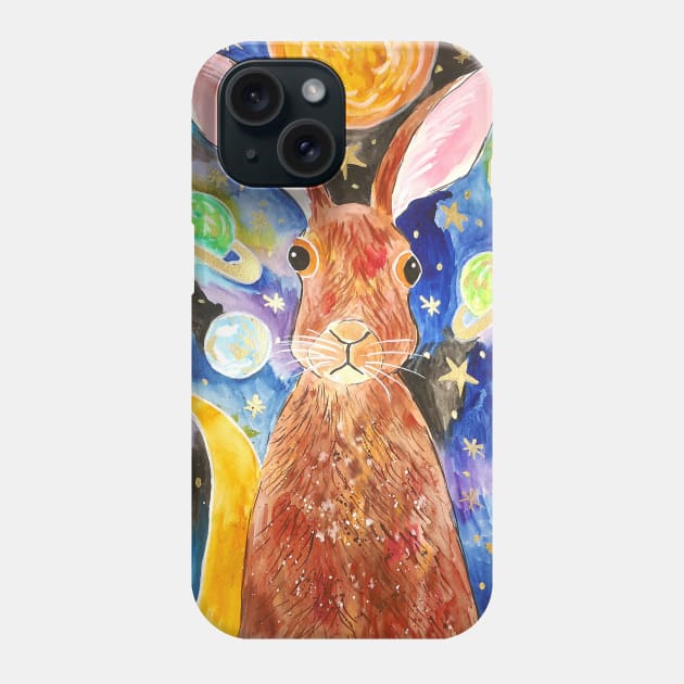 Hare among the Planets and the stars Phone Case by Casimirasquirkyart