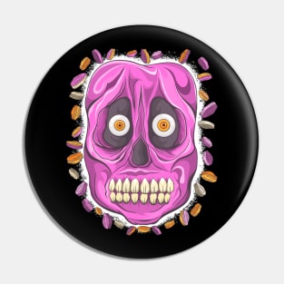 Skeleton Surprised Mask - Día De Los Muertos - The Pink Skull Mask- Nature Lover Pin