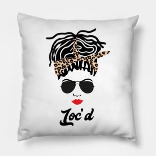 Loc'd Black Woman Leopard Print Bandana Pillow