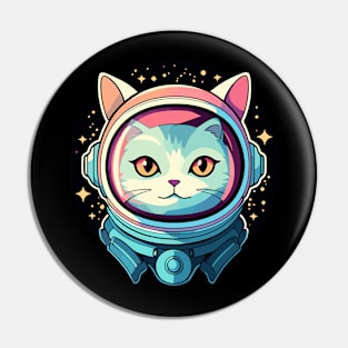 Cat Astronaut Illustration Pin