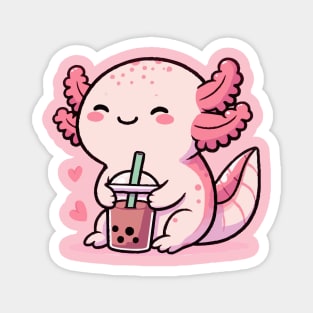 Cute axolotl loves boba Magnet