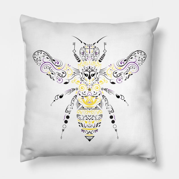 ornate honey bee Pillow by somatosis