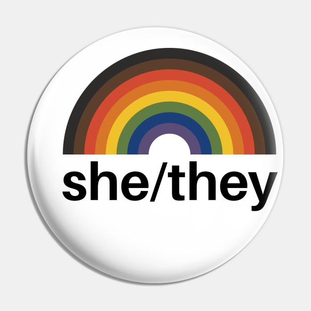 She/They Pronouns Rainbow Pin by lavenderhearts