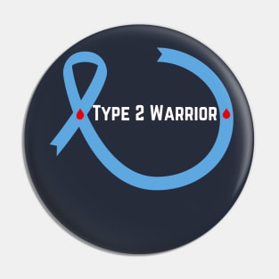 Type 2 Diabetic Blue Ribbon Awareness Warrior Pin