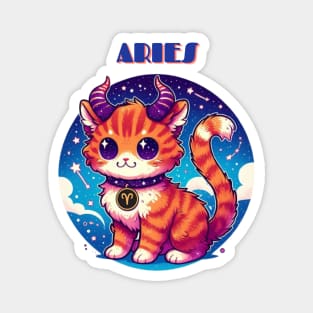 Aries Zodiac Cat Magnet