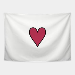 Small Viva Magenta Heart Line Drawing Pantone Color of the Year 2023 Tapestry