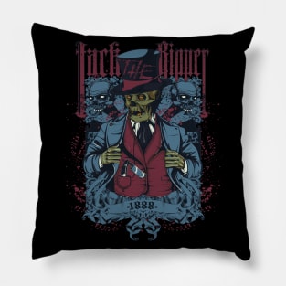 framed gentleman skeleton with razor Pillow