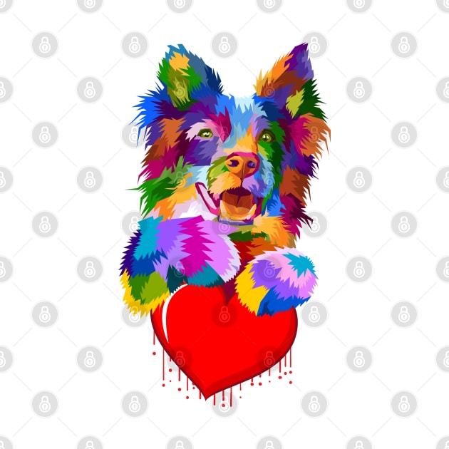 Colorful Dog Hugging Dripping Heart. by FabulousDesigns