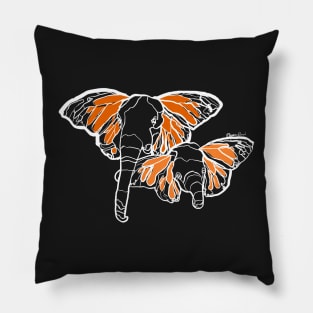 Single Line - Flying Elephants (White) Pillow