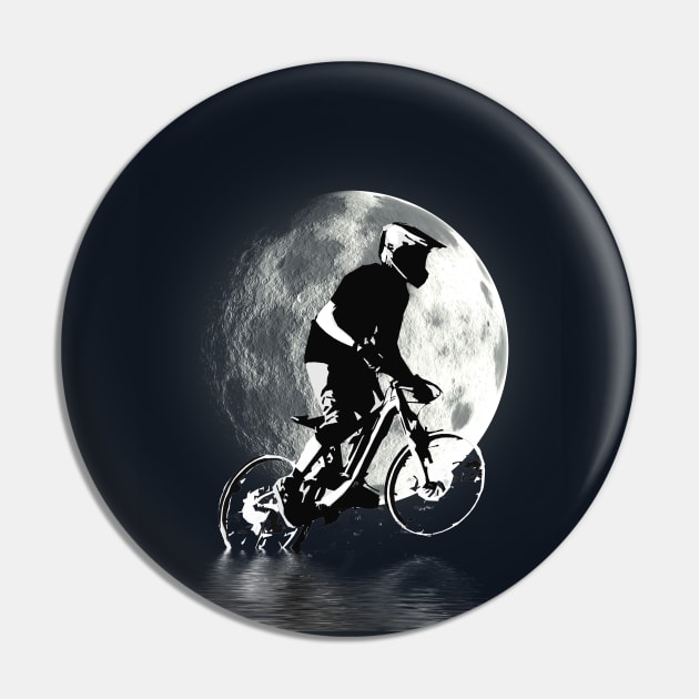 Chasing the Moon - Mountain Bike Rider Pin by Highseller