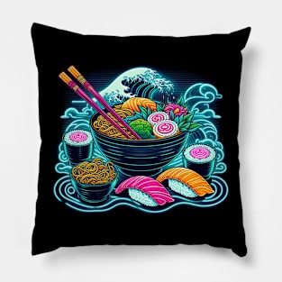 Cyber Punk Sushi and Ramen Lover Men Women Stylized Japanese Pillow