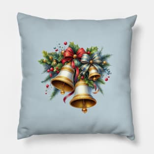 Grandma's House - Blue Christmas Bells Pillow