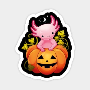 Cute halloween axolotl inside the pumpkin Magnet