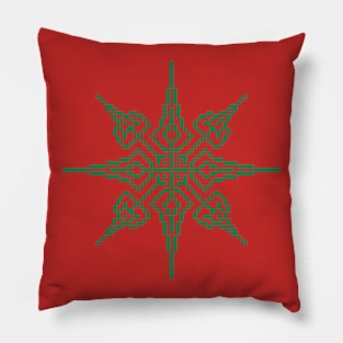 Pixel Green Holiday Snowflake Pillow