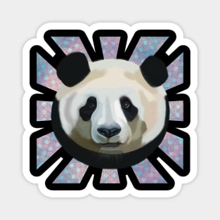 Striking Panda bear on patterned sun rays Magnet