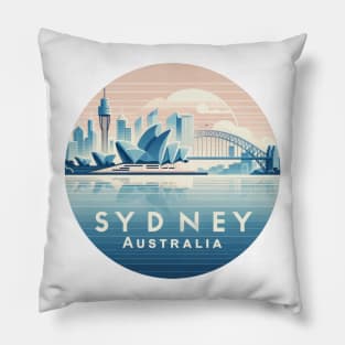 Stylish Sydney Australia sticker with Opera House and Harbour Bridge - perfect for travel enthusiasts and tourism fans Pillow