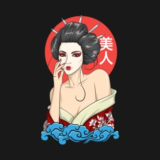 Sexy Japanese Geisha Girl in Kimono Robe T-Shirt