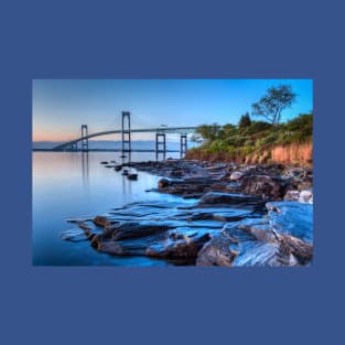 Newport Bridge Sunrise Seascape T-Shirt