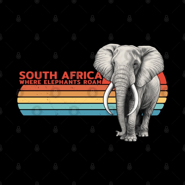 Elephant South Africa Vintage Sunset by NicGrayTees