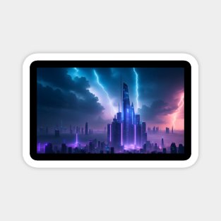 Futuristic city with beautiful sky landscape Magnet