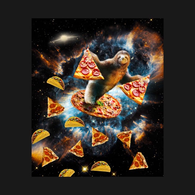 Galaxy Sloth Eating Pizza Taco In Space by Random Galaxy