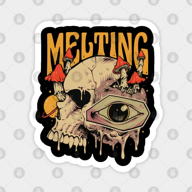 Skull Melting Vintage T-shirt Magnet by BERKAH SERAWUNG