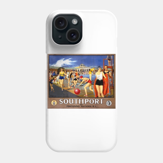 Vintage British Travel Poster: Southport Phone Case by Naves