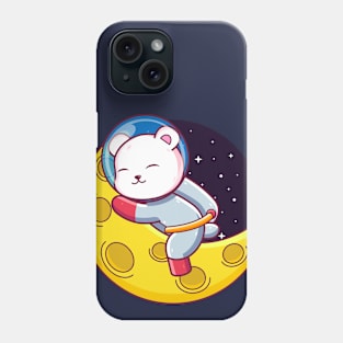 polar bear astronaut sleeping on the moon Phone Case